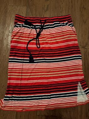 St. John's Bay Red, Navy & White Striped Pencil Skirt